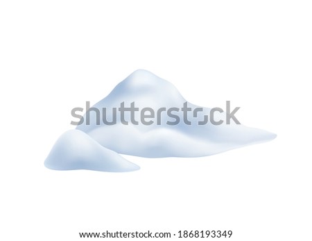 Snow powdery snowdrift with winter symbols realistic vector illustration