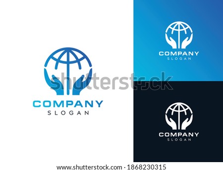 World logo design-world hand logo design-global vector logo design  Royalty-Free Stock Photo #1868230315