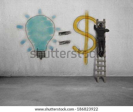Drawing idea is money concept on wall