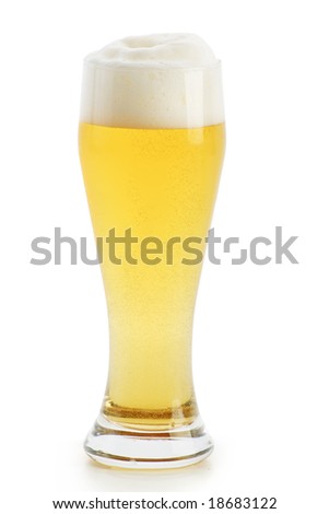 Mug of lager beer isolated on white