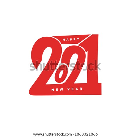 2021 typography, new year text in red