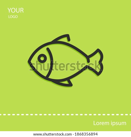 fish icon, outline vector illustration.