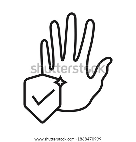 Hand protection line art icon for apps and websites