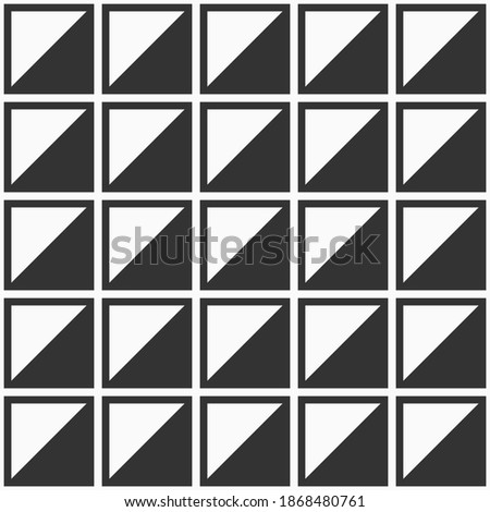 Abstract geometric seamless pattern with squares, triangles. Repeating geometric ornament. Simple graphic print. Vector monochrome background.