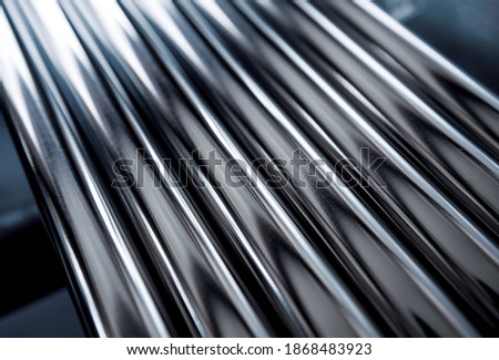 Abstract background of steel pipes stacked on a pallet