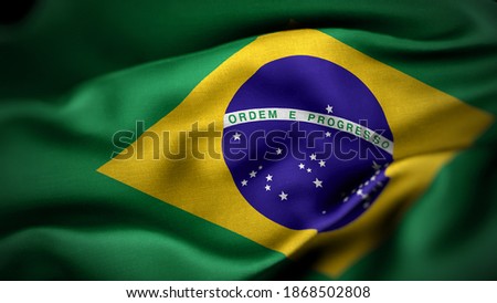 close up waving flag of Brazil. flag symbols of Brazil.   Royalty-Free Stock Photo #1868502808