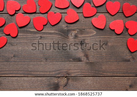 Red hearts on wooden background - Valentine´  s day, Mother´  s day