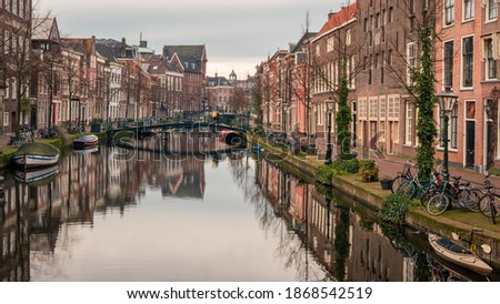 Canals in the city of Leiden in the Netherlands