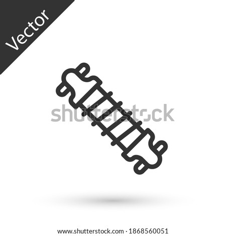 Grey line Bicycle suspension icon isolated on white background. Vector.