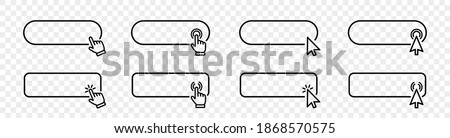 Click cursor set button with hand pointer clicking. Click here web button sign. Isolated website buy or register bar icon with hand finger arrow clicking cursor – stock vector Royalty-Free Stock Photo #1868570575