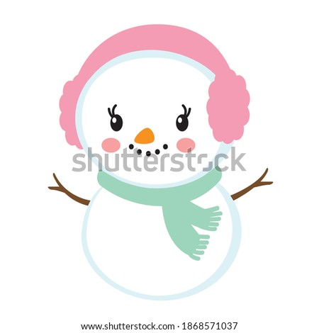 Snowman girl clip art illustration image