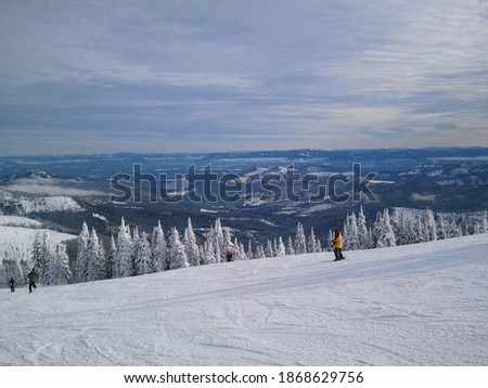ski resort in winter in the pacific northwest 