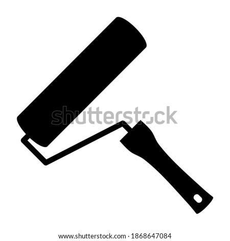 Paint roller silhouette icon. Vector illustration isolated on white background.