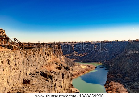 US, ID, Twin Falls, December 2020. Scenic view from the city bridge. 