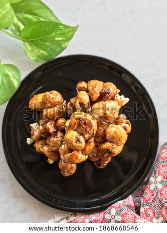 Brondong jagung or Sweet popcorn. Small age snacks in the village first. selective focus