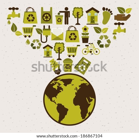 Ecology design over beige background, vector illustration