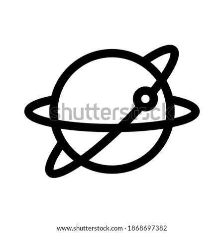 Satellites around the world Icon on white background. Vector concept illustration for design. Element for space design. Science space object