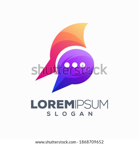 fox chat color logo design vector