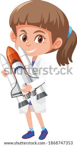 Children in scientist costume cartoon character isolated on white background illustration