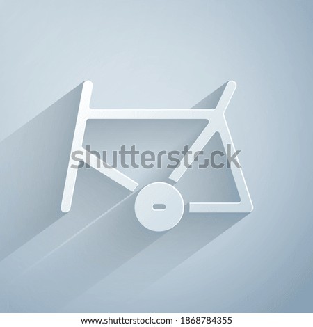Paper cut Bicycle frame icon isolated on grey background. Paper art style. Vector