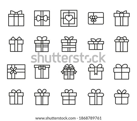 Simple set of gift icons in trendy line style. Modern vector symbols, isolated on a white background. Linear pictogram pack. Line icons collection for web apps and mobile concept.