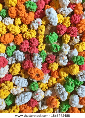 A pattern of sweet colored candies.