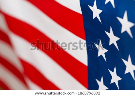 American flag as a background. Blurred background. 