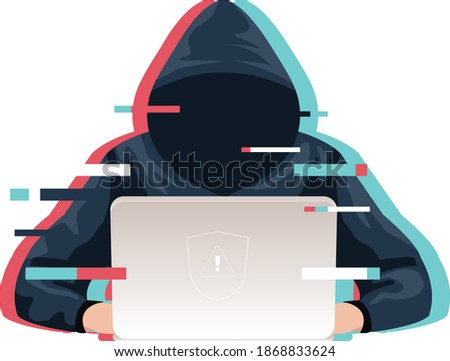 Professional hackers are using laptops in planning attacks against company-owned sites Royalty-Free Stock Photo #1868833624