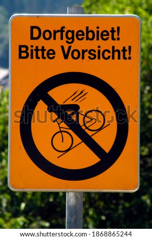 cycling ban road traffic sign, bicycle prohibition on the road