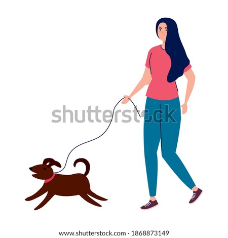 woman with dog design, mascot pet and animal theme Vector illustration