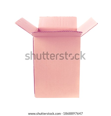 Open cardboard carton box isolated on white background