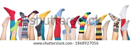 Colorful socks on white background Royalty-Free Stock Photo #1868927056