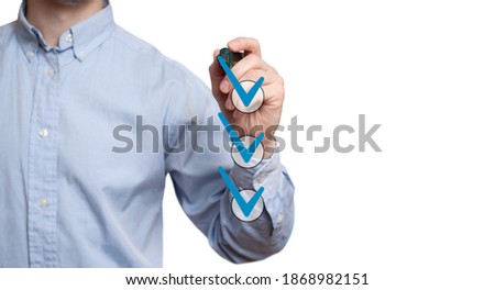 businessman checking mark checklist marker Isolated on  white background