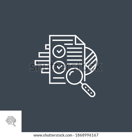 SEO Audit Related Vector Thin Line Icon. Isolated on Black Background. Editable Stroke. Vector Illustration.