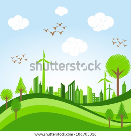 Eco cityscape -go green concept stock vector 