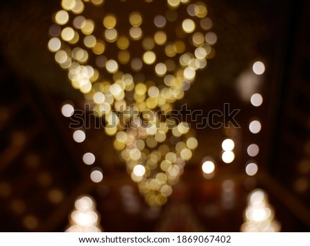 Bokeh of chandelier light in the Thai temple