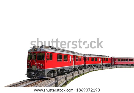 Red train isolated on white background Royalty-Free Stock Photo #1869072190