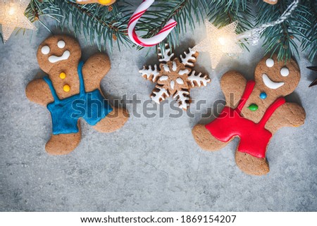 Close-up of homemade Christmas gingerbread cookies	