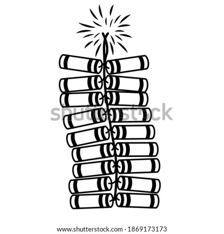 Diwali firecrackers line icon. Clipart image isolated on white background.