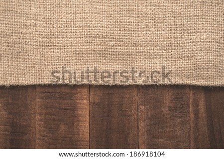 Texture of the old burlap and wood  