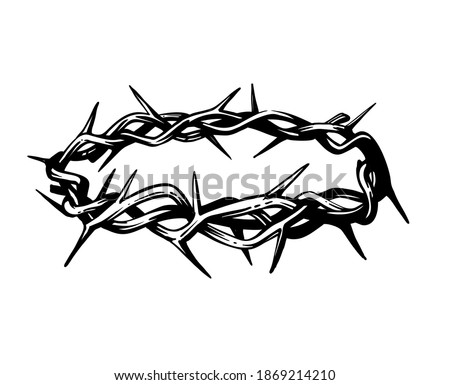 crown of thorns in sketch style on white background