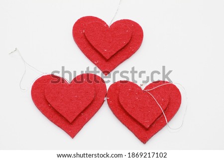 Red hearts isolated on white background.Christmas decoration. New year and christmas concept.