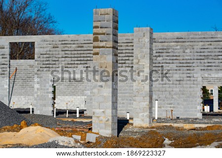 Concrete wall with columns cement house modern Royalty-Free Stock Photo #1869223327