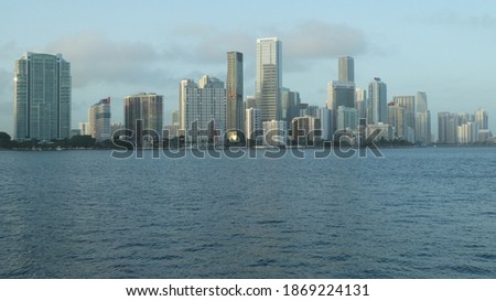 Brickell skyscrapers across the ocean, Miami, Florida.