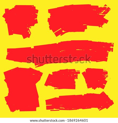 Set of hand drawn paint object for design use. Abstract brush drawing. Vector art illustration grunge splashes, drops, stains, frames, blot