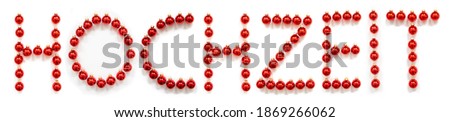 Red Christmas Ball Ornament Building Word Hochzeit Means Wedding