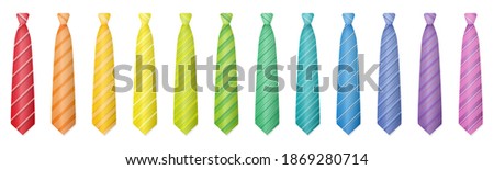 Ties set. Rainbow gradient spectrum of twelve colorful cravats or neckties. Isolated vector illustration on white background. Royalty-Free Stock Photo #1869280714