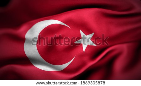 close up waving flag of Turkey. flag symbols of Turkey.