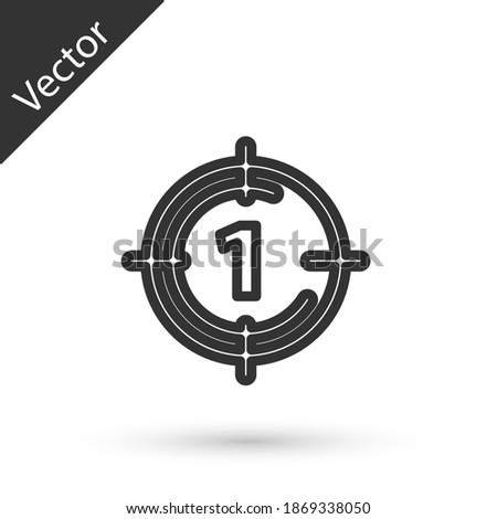 Grey line Old film movie countdown frame icon isolated on white background. Vintage retro cinema timer count. Vector.