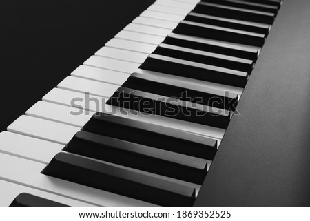 Contrast photo, digital piano keybord close up